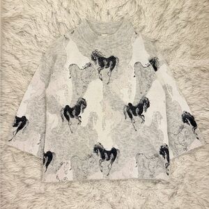 Kate Spade New York Stallions Horse Knit Sweater - Grey